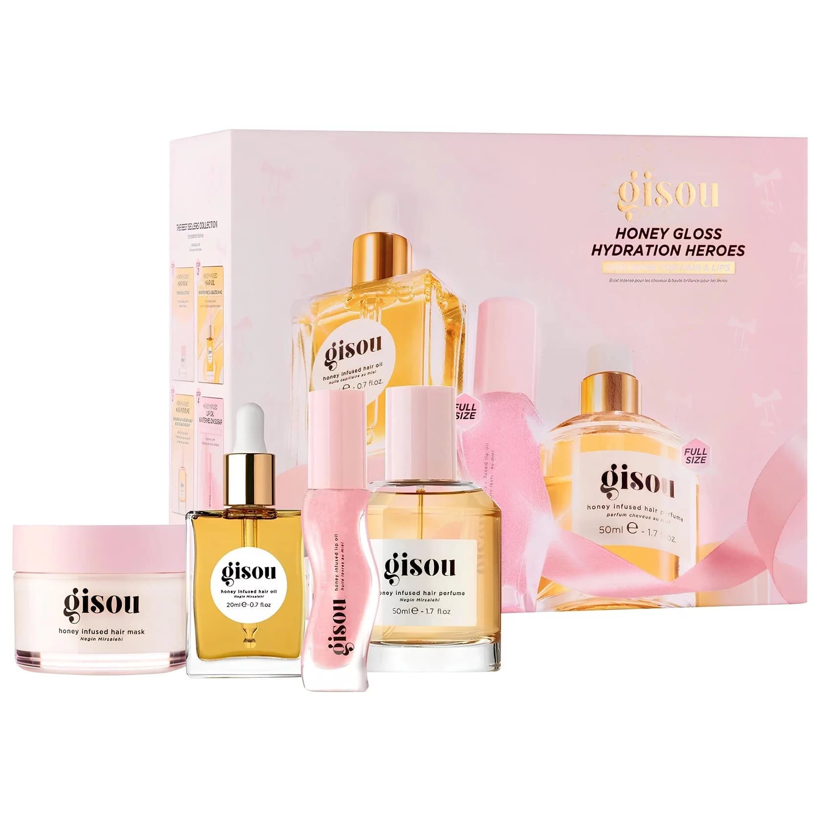 GISOU HONEY GLOSS HYDRATION HEROES GIFT SET (20 МЛ + 50 МЛ + 75 МЛ + 8 МЛ)