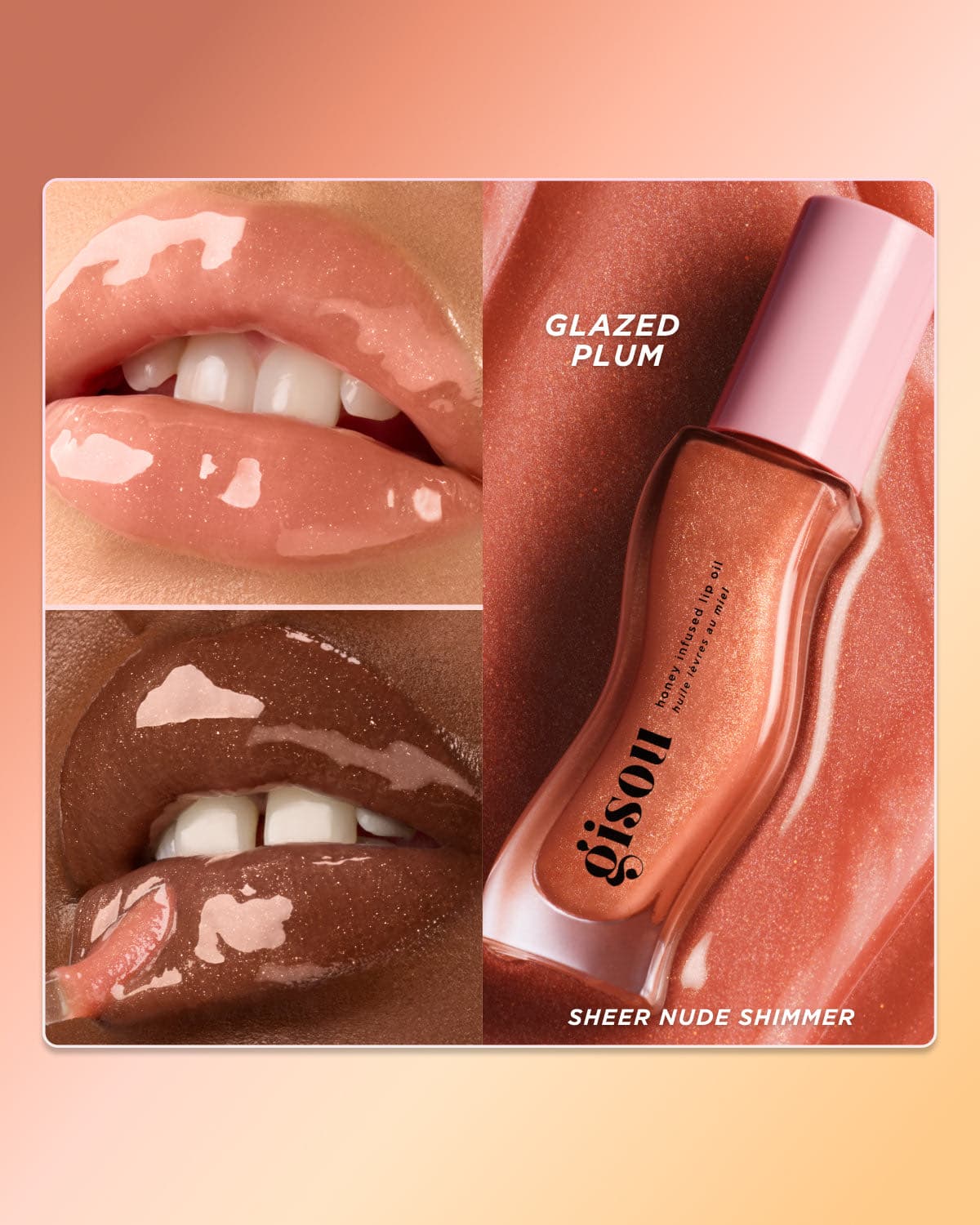 Gisou Honey Infused Lip Oil масло для губ с мёдом, Glazed Plum (8 ml) 3