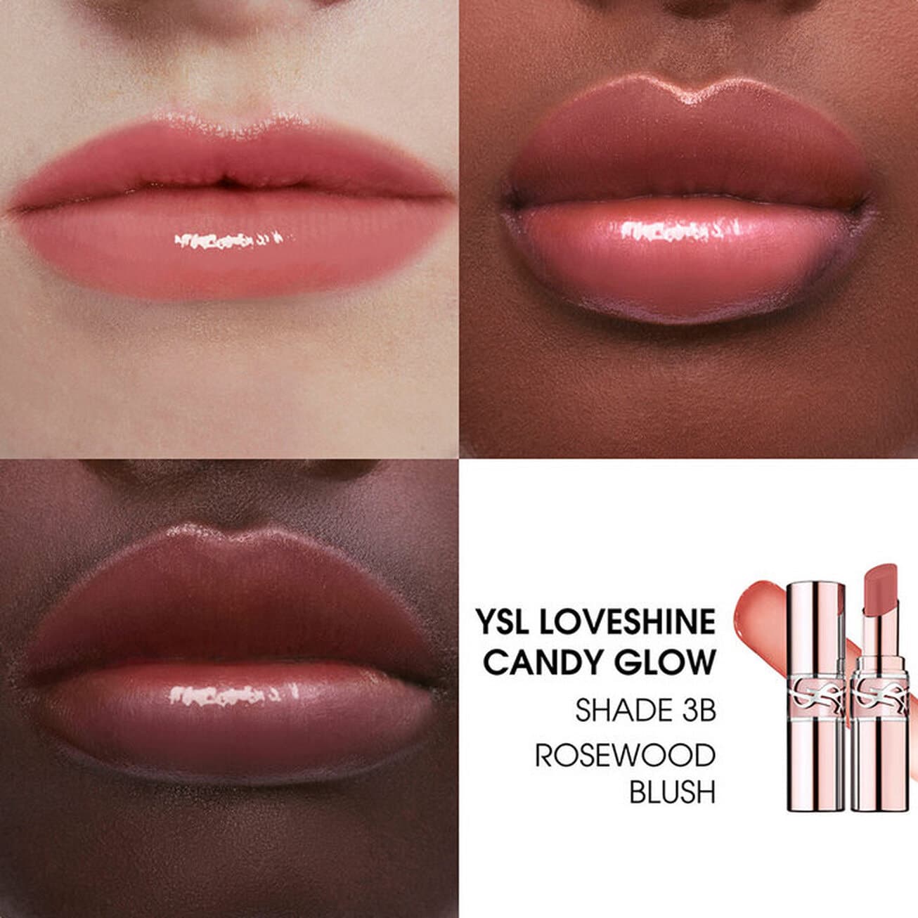 YSL Помада-блеск LOVESHINE CANDY GLOW, оттенок 3B rosewood blush (3.1 g) 2
