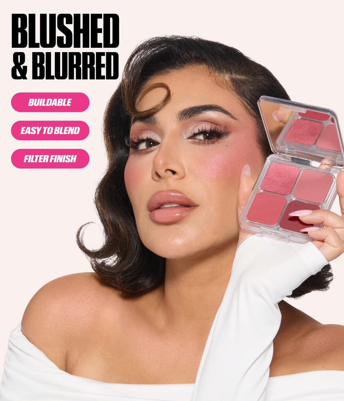 Huda Beauty BLUSH FILTER BLURRING BLUSHLIGHTERS PALETTE, оттенок TOASTY PEACH, палетка румян 4