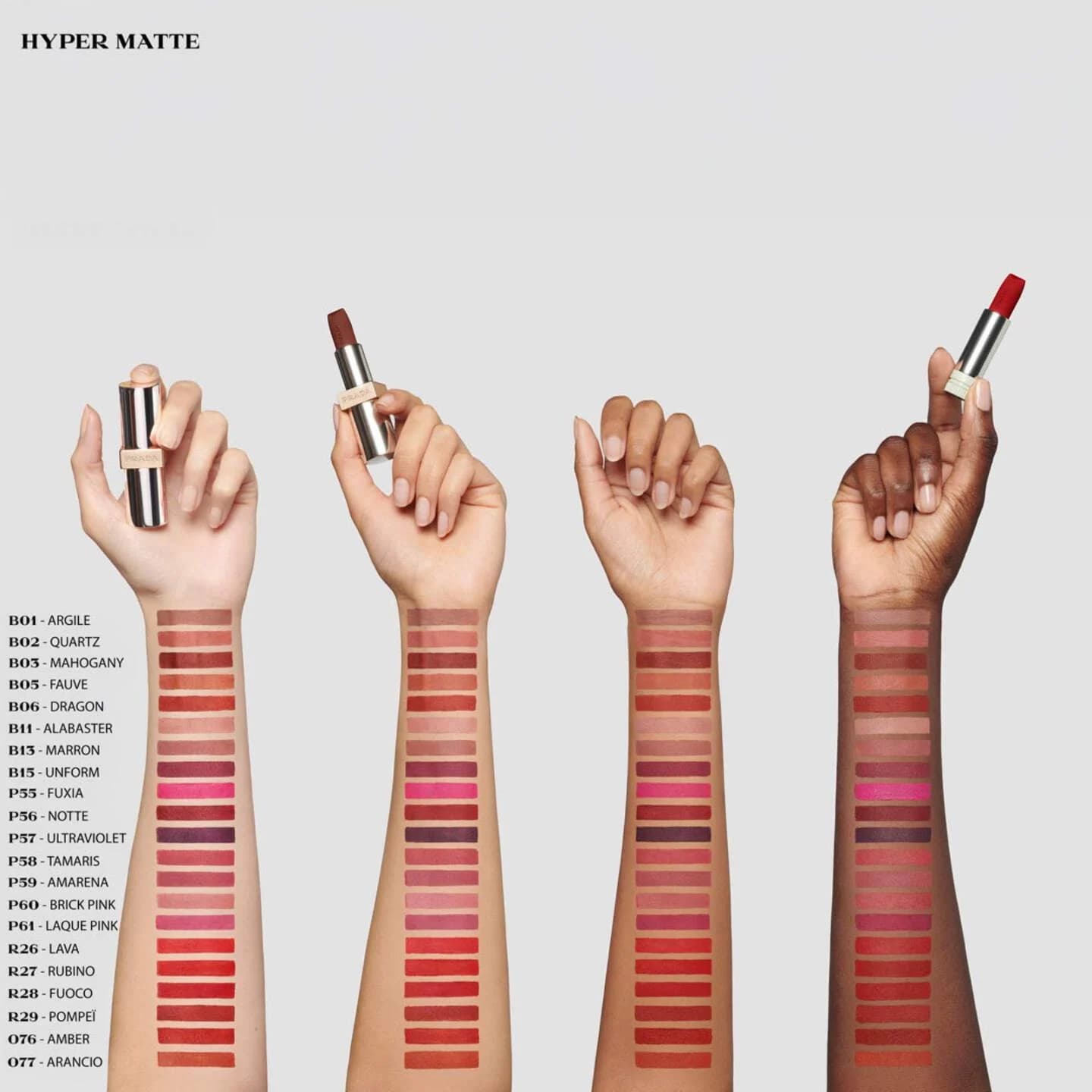 Prada Помада для губ Monochrome Hyper Matte P60 Brick pink, 3,8 g 4