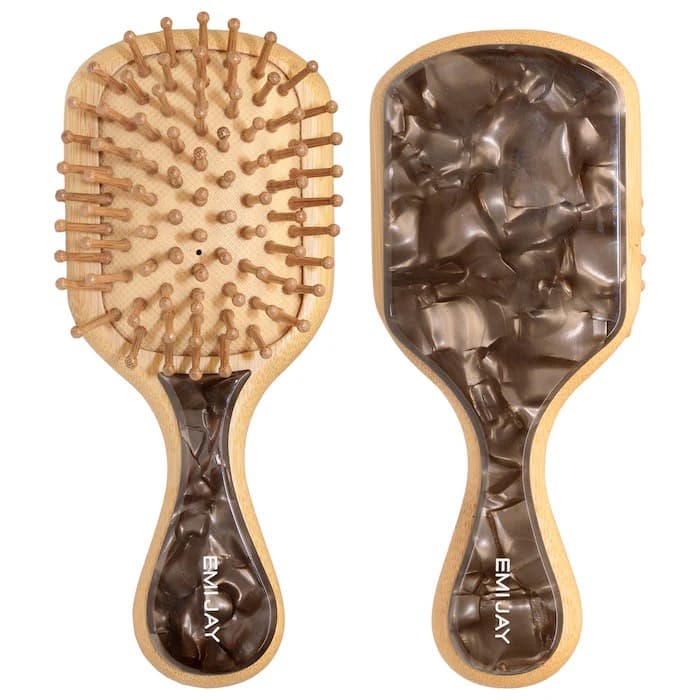 MINI BAMBOO PADDLE BRUSH IN TOASTED SUGAR, Миниатюрная бамбуковая щетка для волос (15*6 см)