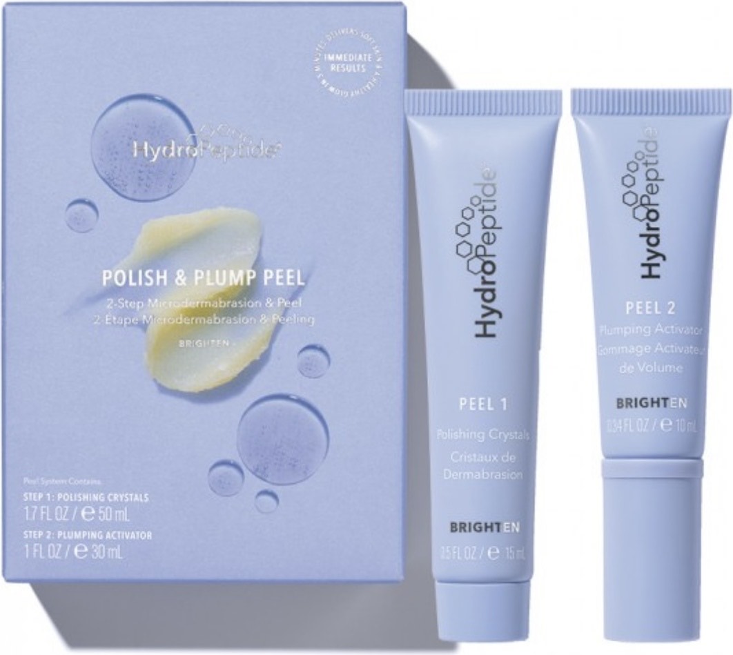 Hydropeptide POLISH & PLUMP PEEL,Двухступенчатый пилинг с эффектом полировки и разглаживания морщин (Peel 1 Step 50мл, Peel 2 Step 30мл),  набор