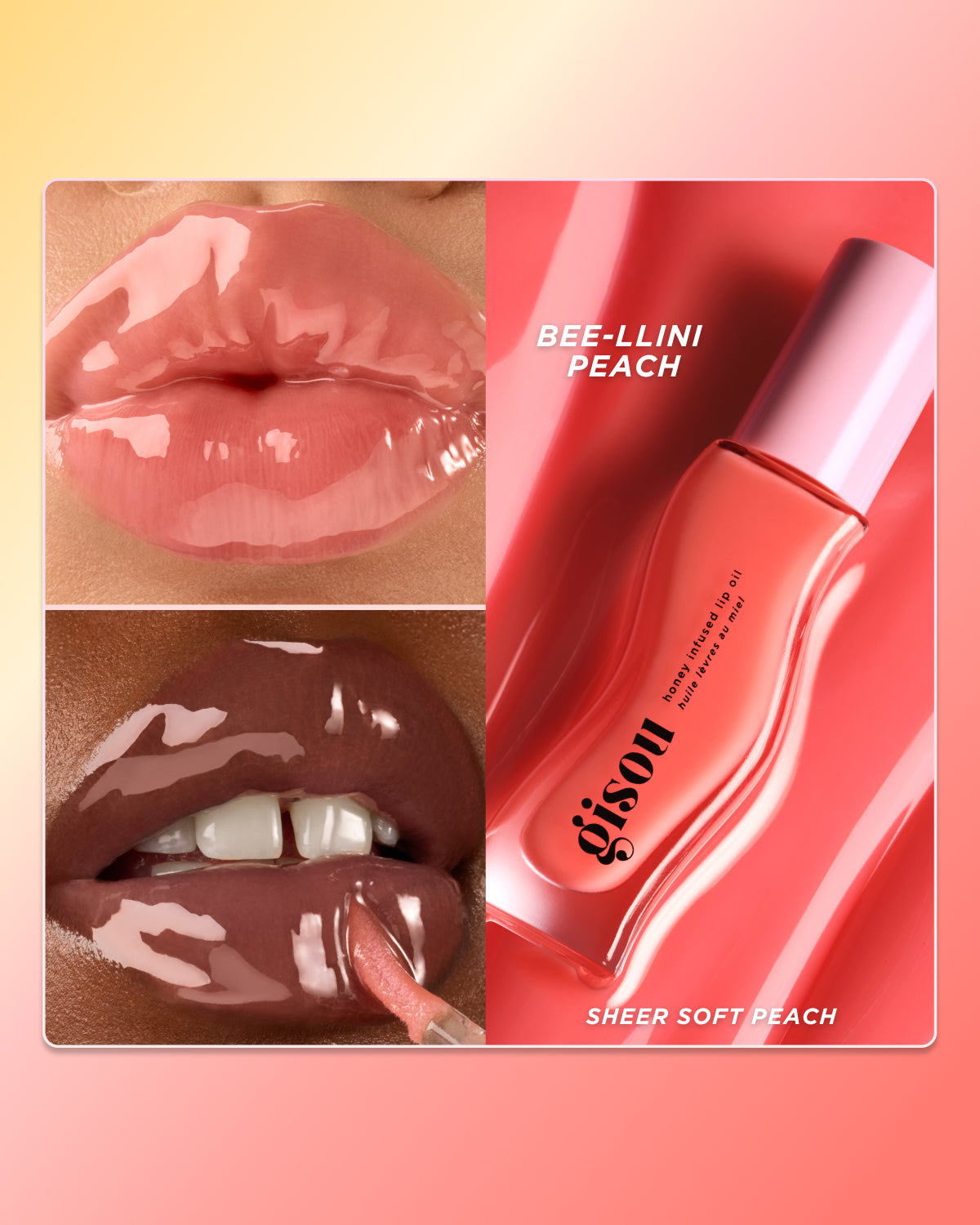 Gisou Honey Infused Lip Oil масло для губ с мёдом, Bee-Llini Peach (8 ml) 3