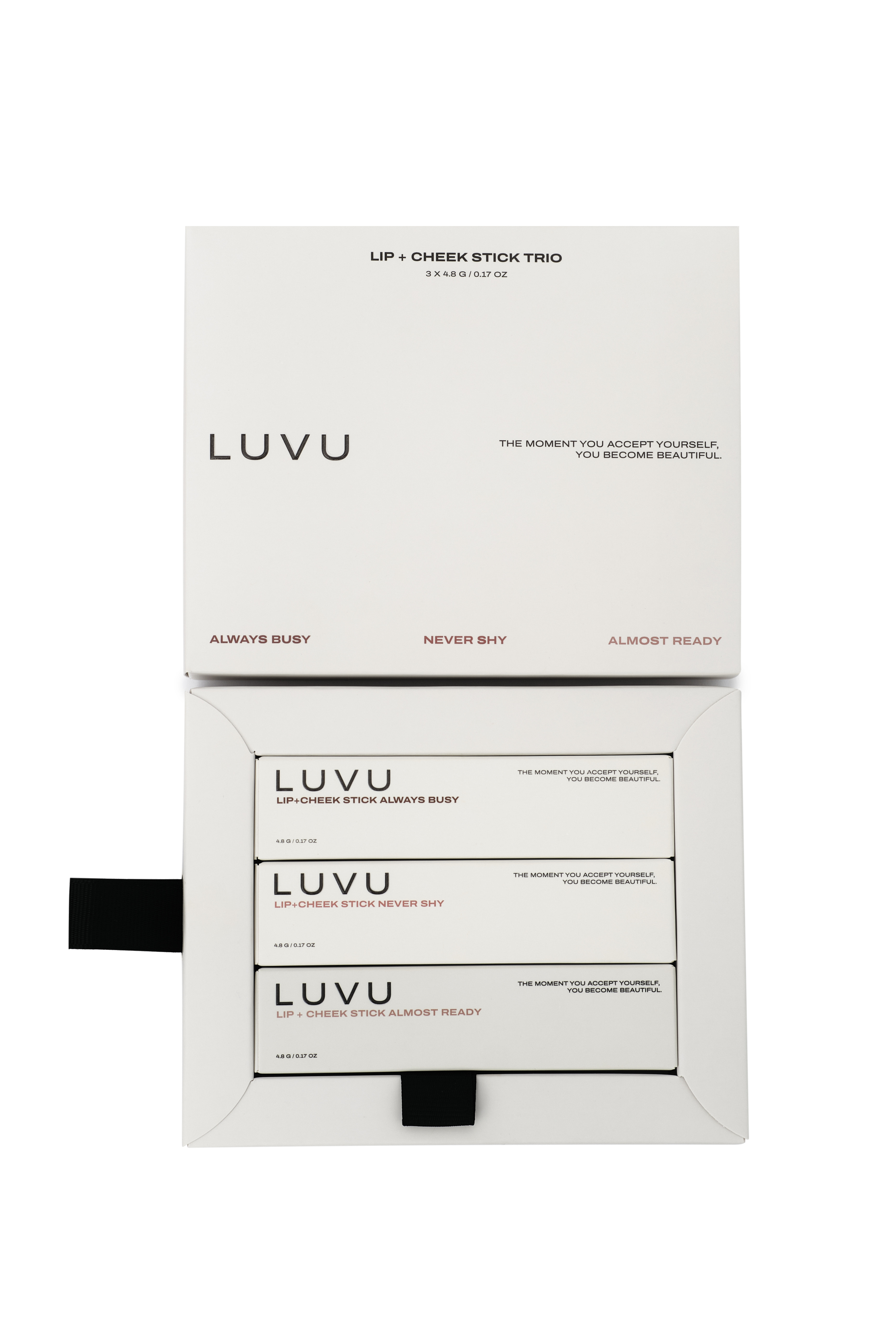 LUVU Trio Lip + Cheek Stick Trio, набор из трех оттенков румян, 14,4 гр 3