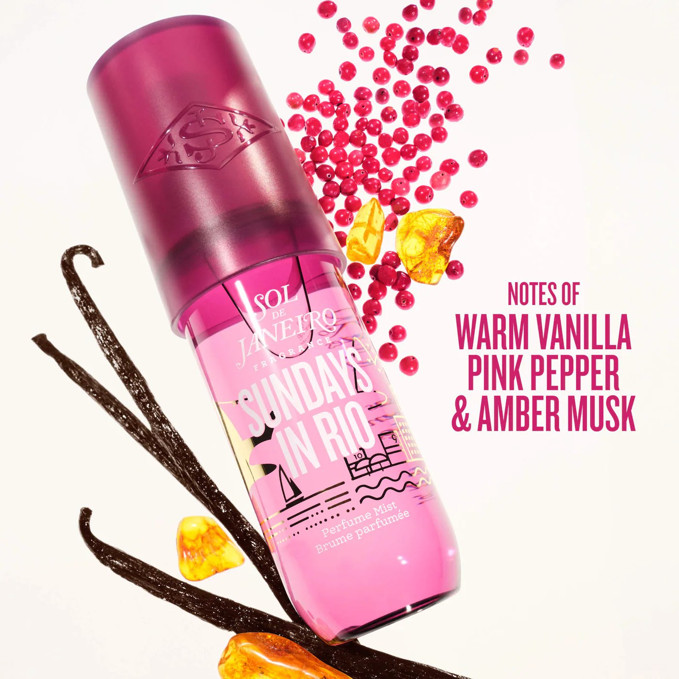 SOL DE JANEIRO Sundays in Rio Warm Vanilla Hair & Body Perfume Mist, Спрей мист для тела и волос, 90 мл 4