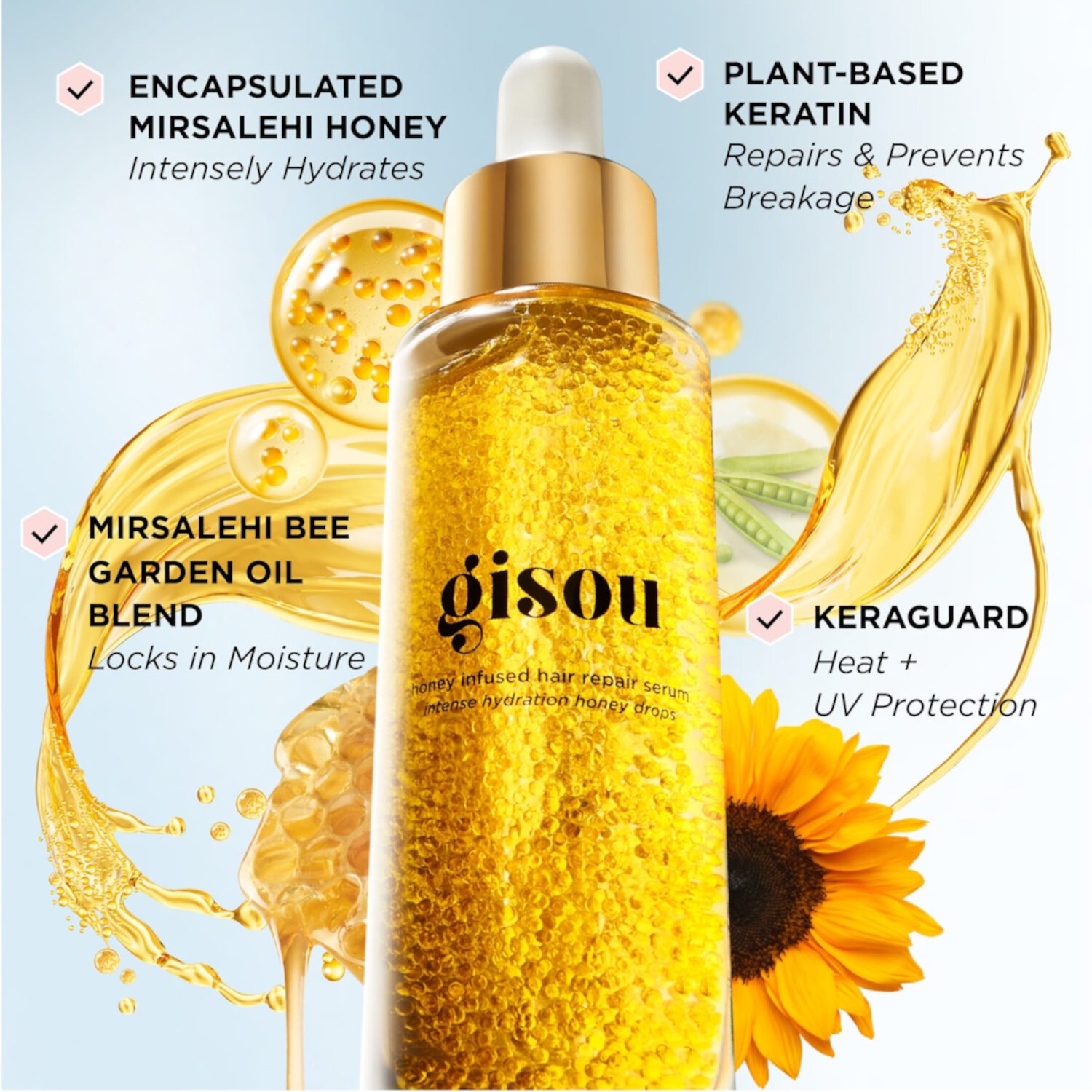 Gisou Honey Сыворотка для волос с медом, Infused Hair Repair Serum, 30 мл 2
