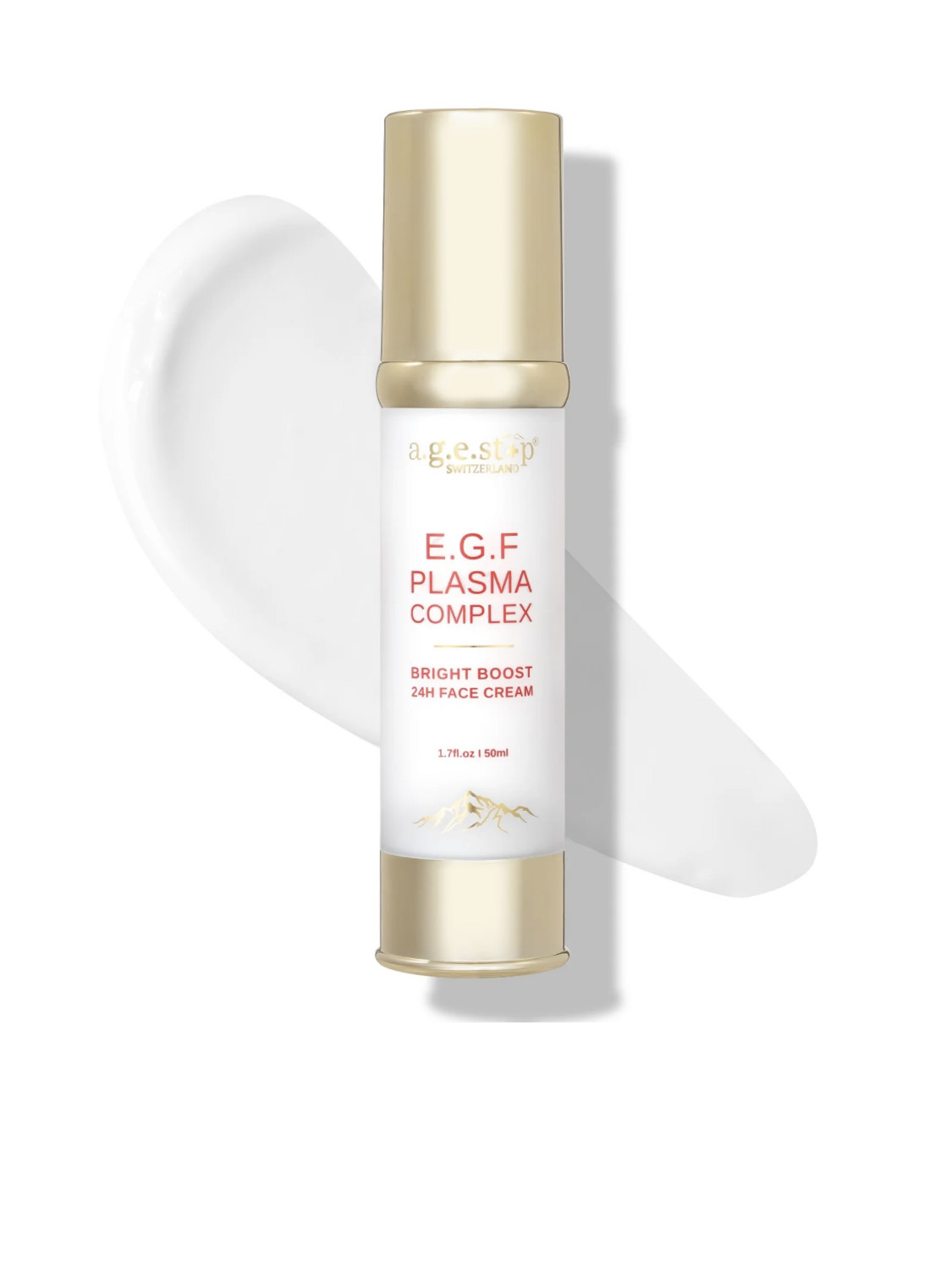 a.g.e.stop SWITZERLAND E.G.F. PLASMA COMPLEX 24H BRIGHT BOOST FACE CREAM ,Биоплацентарный крем для лица с ЭФР-комплексом и эффектом сияния, 50 МЛ