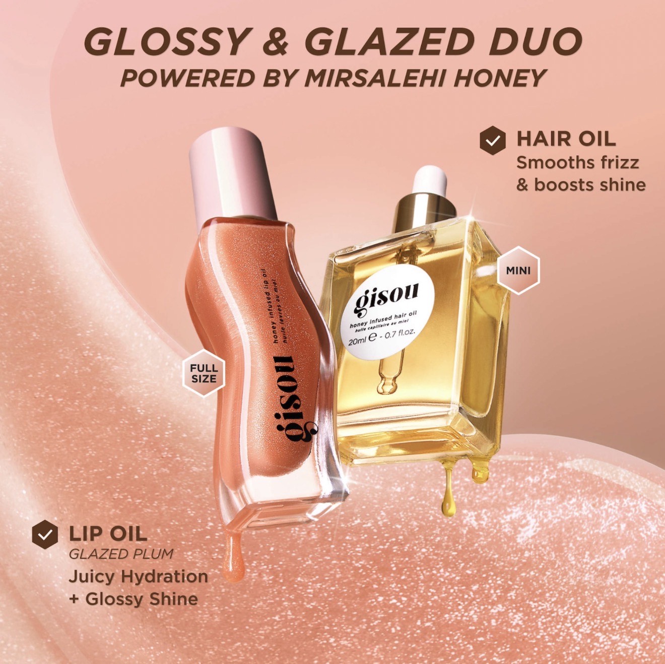 GISOU Набор масел для губ и волос, Glossy and Glazed Gift Set 3