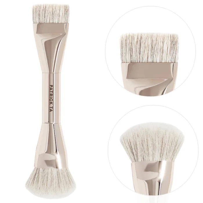 PATRICK TA  Двусторонняя кисть для нанесения тональной основы Dual Ended Foundation Brush