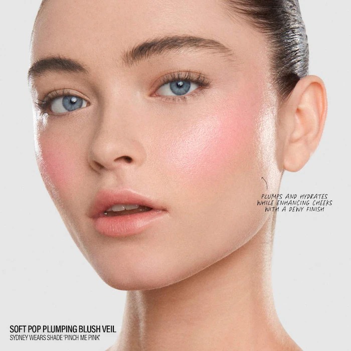 Makeup by Mario Кремовые румяна Soft Pop Plumping Blush Veil, оттенок Strawberry Sunset (5г) 5