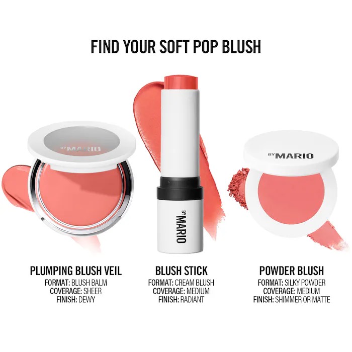 Makeup by Mario Кремовые румяна Soft Pop Plumping Blush Veil, оттенок Strawberry Sunset (5г) 8