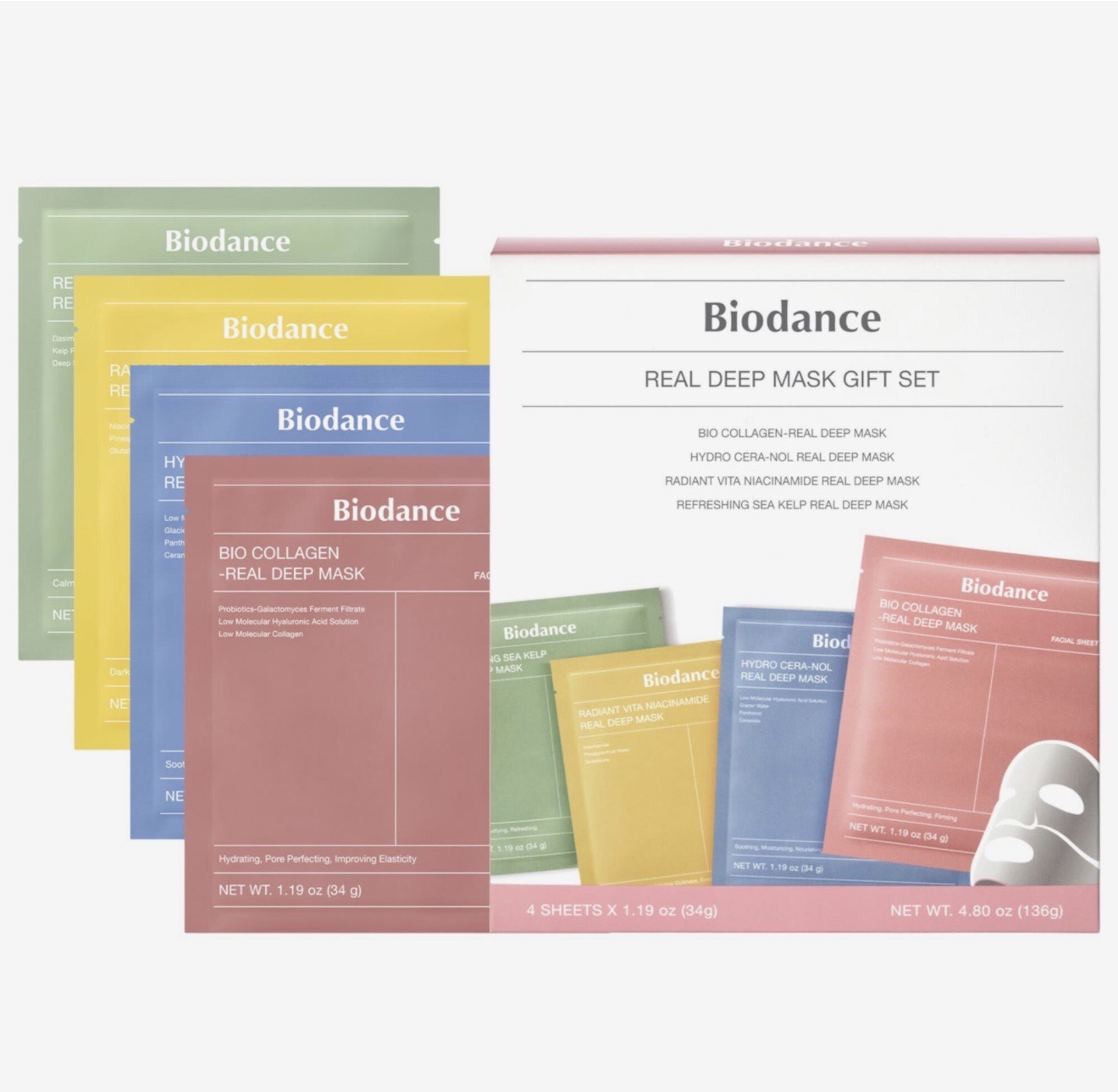 Biodance Real Deep Mask Gift Set, набор масок, 4*34 мл