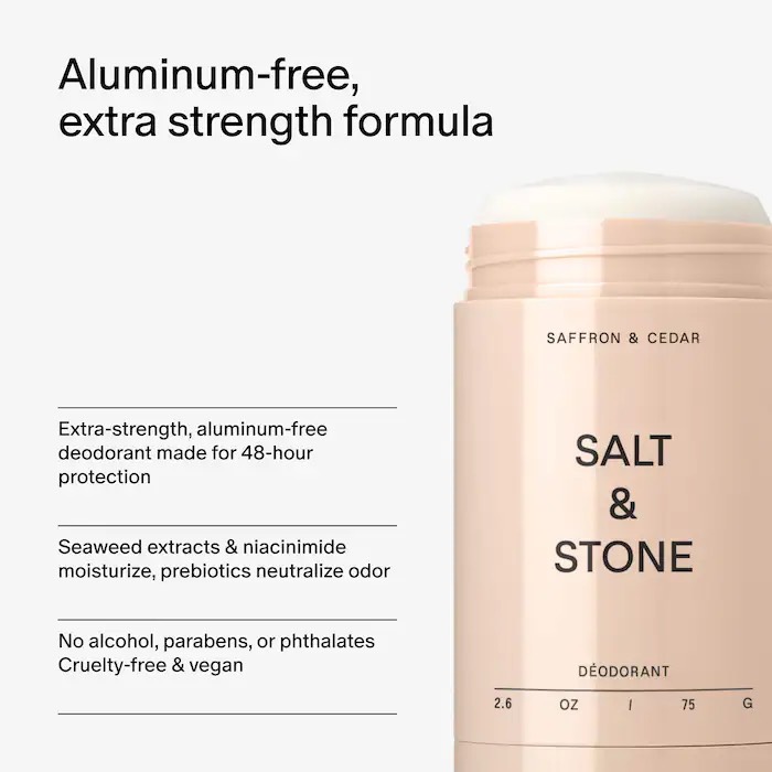 Salt & Stone  Стойкий дезодорант без солей алюминия Saffron and Cedar Extra-Strength Aluminum-Free Deodorant (75г) 4