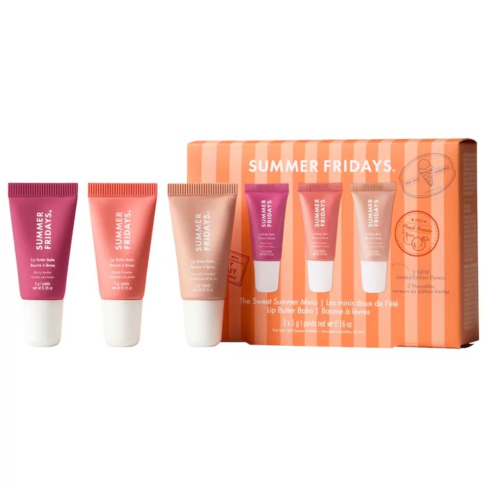 Summer Fridays Набор мини бальзамов для губ The Sweet Summer Minis Lip Butter Balm Trio Set, 3x5 мл