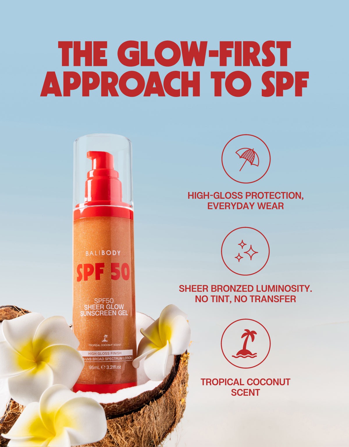 BALIBODY Sheer Glow Sunscreen Gel SPF50 Солнцезащитный Гель для тела с шиммером 4