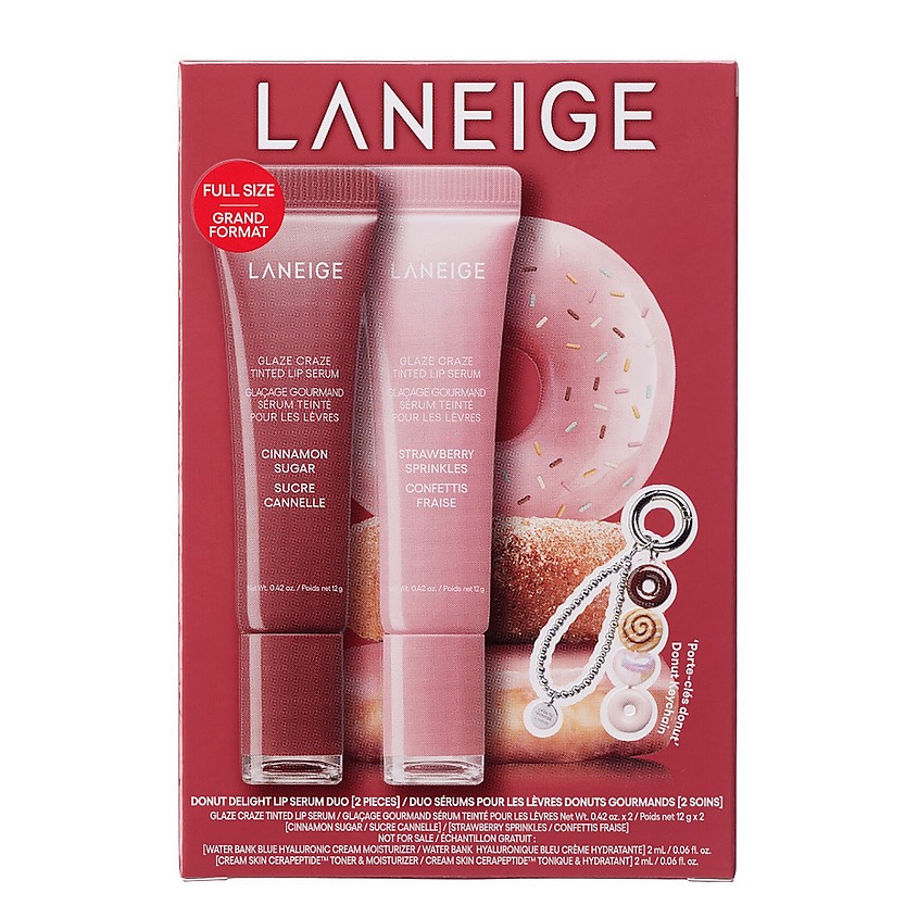LANEIGE Набор тинтов для губ Donut Delight Lip Serum Duo (Cinnamon Sugar, Strawberry Sprinkles, 2*12 мл)
