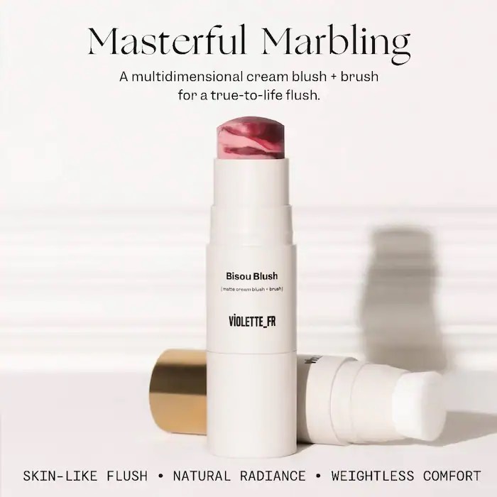 VIOLETTE_FR Мраморные кремовые румяна в стике BISOU BLUSH Marbled Cream Blush Stick, Aïssa 10